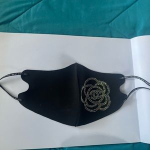 Black Face Mask with a glittery flower on the side
